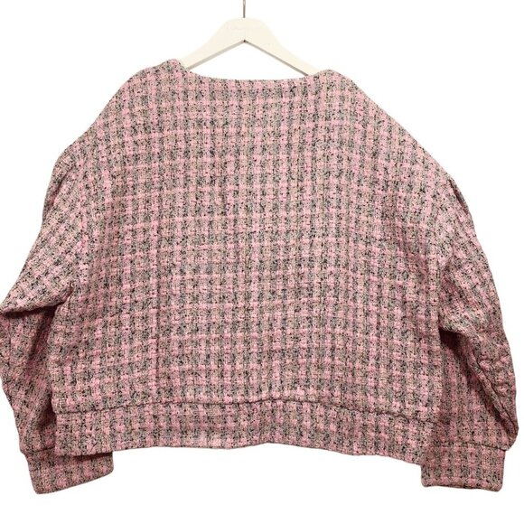 SHEIN woman's textured cropped jacket pink size 2xl - Picture 4 of 15